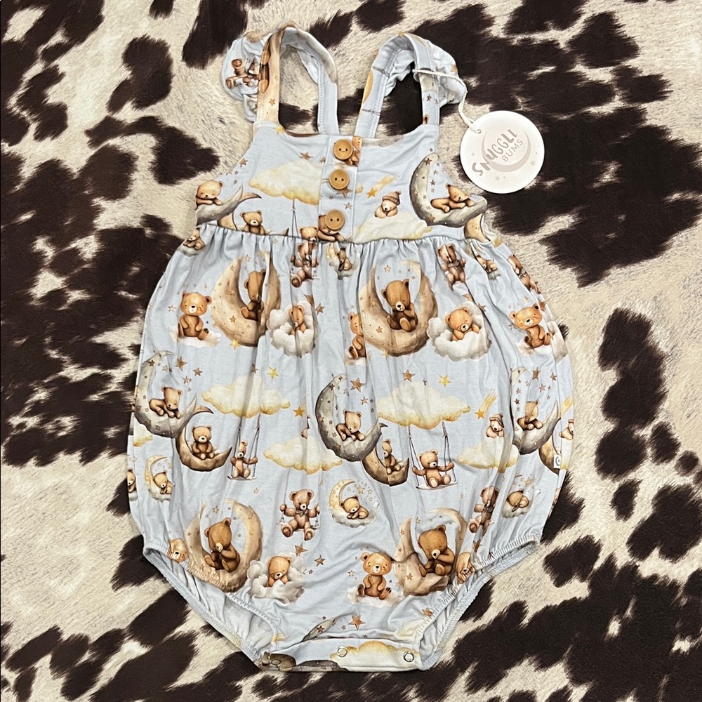 Snuggle Bums Bamboo Adorable Teddy Bear Baby Romper